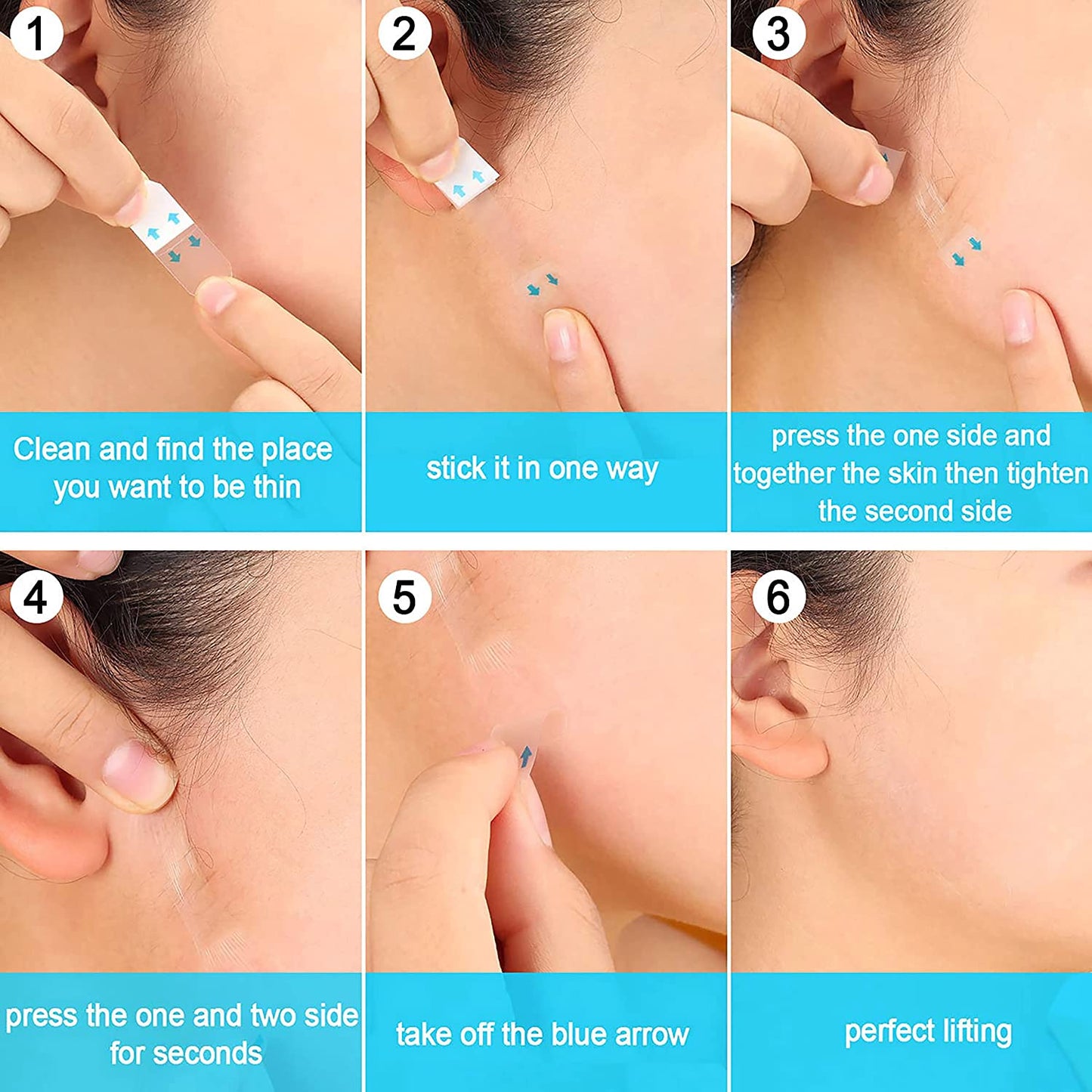 New Ultra Invisible Waterproof Face Lift Stickers Complete Kit